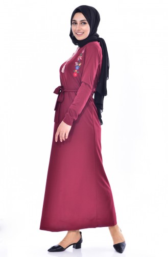 Light Claret Red Hijab Dress 3849-07