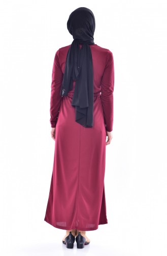 فستان بتصميم حزام للخصريتميز بتفاصيل مطرزة 3849-07