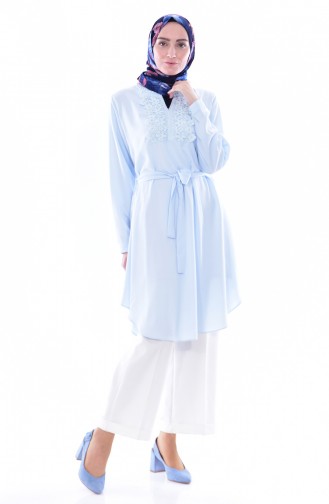 Laced Belted Tunic 0937-06 Baby Blue 0937-06