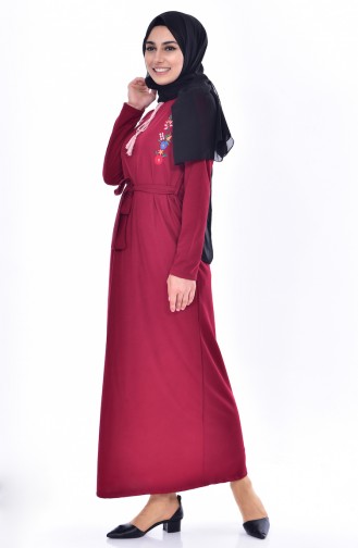 Embroidered Dress 3849-05 Bordeaux 3849-05