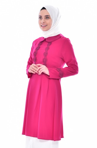 Bebe Neckline Pleated Tunic 0929-04 FUCHSIA 0929-04