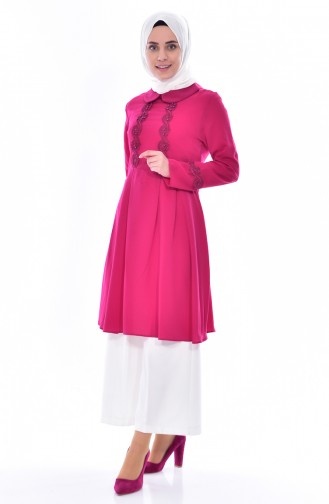 Bebe Neckline Pleated Tunic 0929-04 FUCHSIA 0929-04