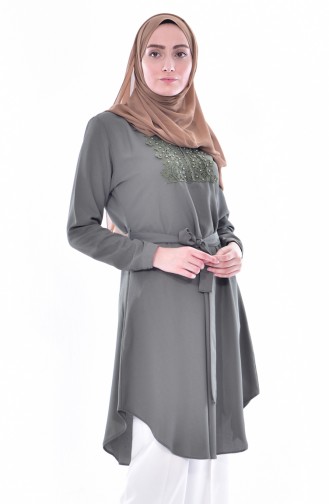 Geschnürte Tunika mit Gürtel 0937-05 Khaki 0937-05