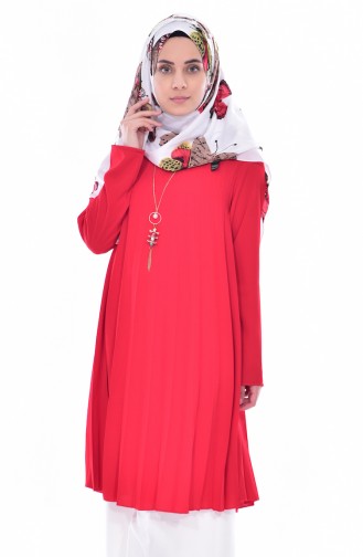 Pleated Tunic 1077-01 Red 1077-01