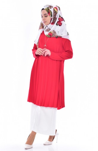 Pleated Tunic 1077-01 Red 1077-01