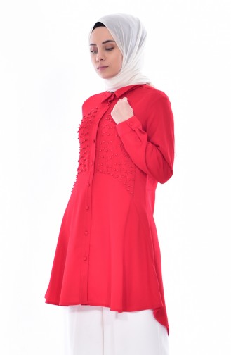 Asymmetrische Tunika mit Perlen 1083-03 Rot 1083-03