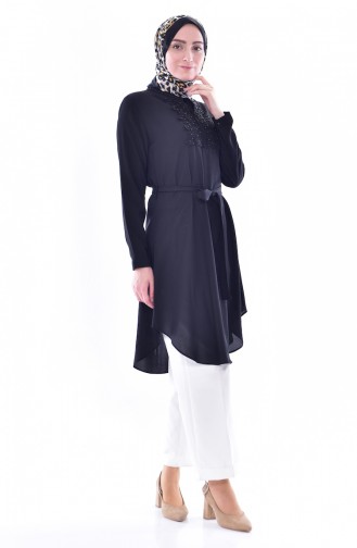 Laced Belted Tunic 0937-09 Black 0937-09