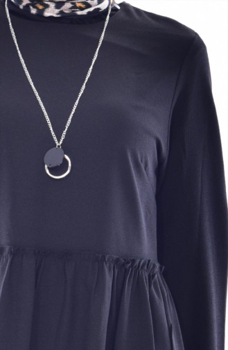 Tunique Plissée avec Collier 0982-01 Noir 0982-01