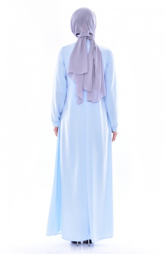 Yakası Taşlı Elbise 1883-01 Bebe Mavisi