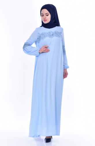 Baby Blue Hijab Dress 1891-07