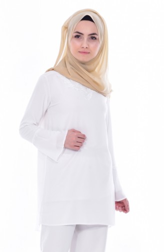 Dantelli Bluz 0812-06 Beyaz