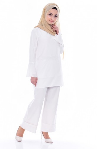 Dantelli Bluz 0812-06 Beyaz