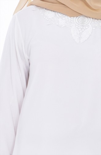 Dantelli Bluz 0812-06 Beyaz