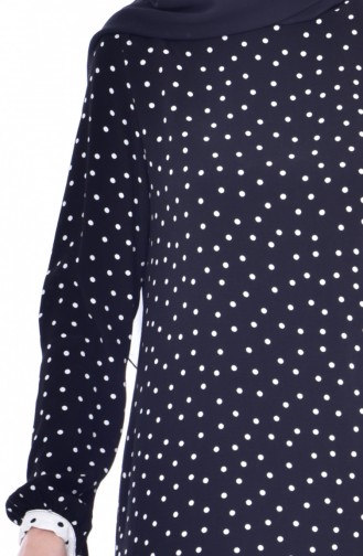 Polka Dot Crepe Dress 1924-01 Black White 1924-01