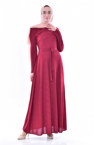 Claret Red Hijab Dress 1176-09