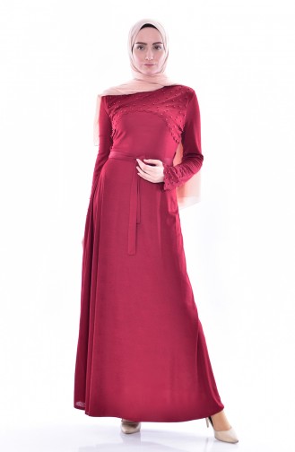 Claret Red Hijab Dress 1176-09