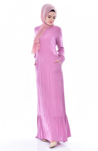 فستان فيسكوز بتصميم جيوب 9028-04 لون وردي باهت 9028-04