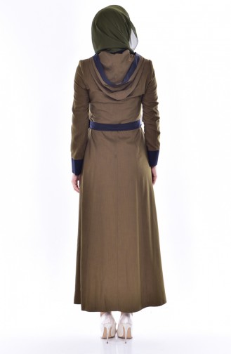Hijab Mantel mit Kapuzen 0078-01 Khaki 0078-01
