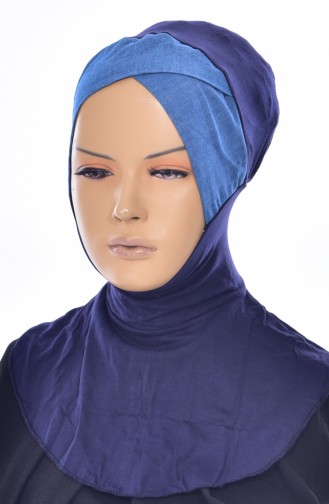 Bonnet Jean Hijab -01 Bleu Marine Bleu Jean 01