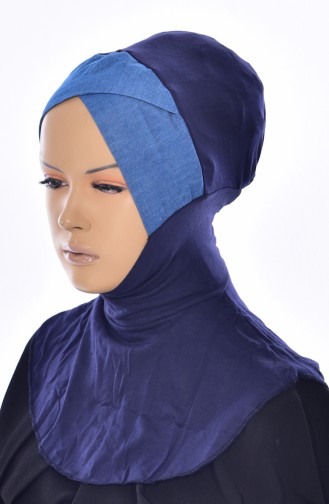 Bonnet Jean Hijab -01 Bleu Marine Bleu Jean 01