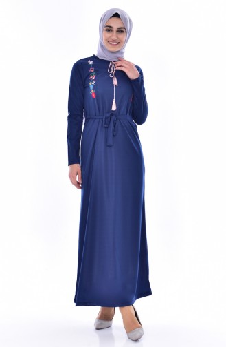 Dunkelblau Hijab Kleider 3849-02