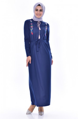 Navy Blue Hijab Dress 3849-02