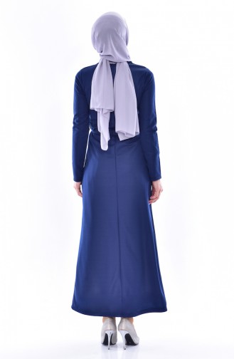 Navy Blue Hijab Dress 3849-02