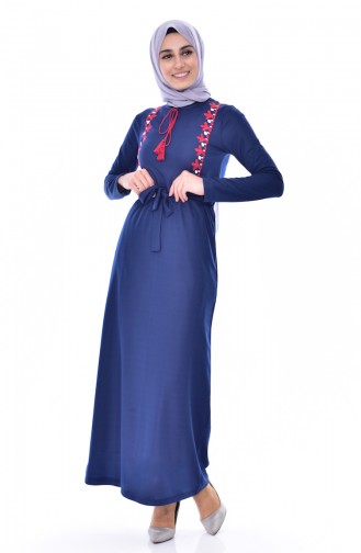 Kleid mit Stickerei 3850-09 Dunkelblau 3850-09