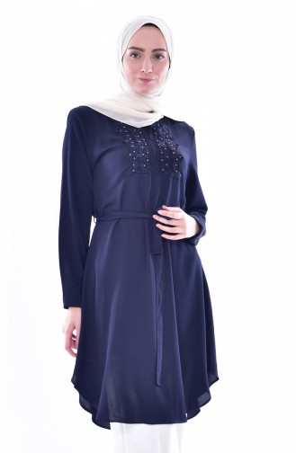 Güpürlü Kuşaklı Tunik 0937-04 Lacivert 0937-04