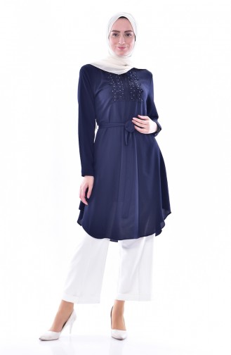 Laced Belted Tunic 0937-04 Navy 0937-04