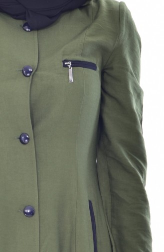 بورون معطف طويل بتصميم موصول بقبعة 0601-05 لون أخضر 0601-05