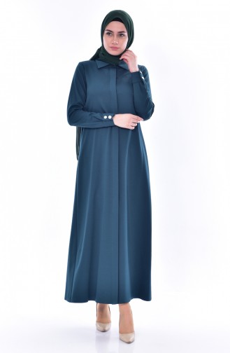Hijab Mantel mit versteckten Knöpfen 1036-02 Grün 1036-02