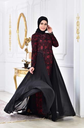 Robe de Soirée Perlées 8105A-03 Bordeaux 8105A-03