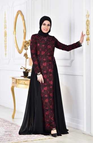 Robe de Soirée Perlées 8105A-03 Bordeaux 8105A-03