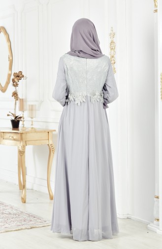 Grau Hijab-Abendkleider 8143-03