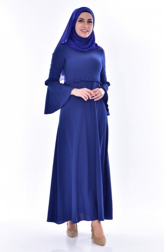 Kleid mit Falbel 8035-02 İndigo 8035-02