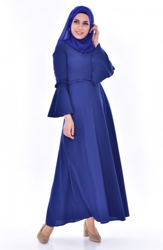 Kleid mit Falbel 8035-02 İndigo 8035-02