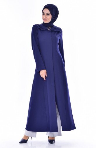 Hijab mantel mit versteckten Knöpfen 0115-02 Dunkelblau 0115-02