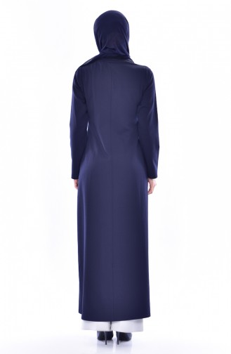 Hijab Mantel mit Reißverschluss 1052-01 Dunkelblau 1052-01