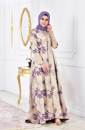 Purple Hijab Evening Dress 0433-03
