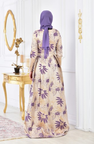 Purple Hijab Evening Dress 0433-03