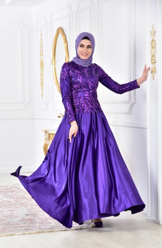 Purple İslamitische Avondjurk 0517-01