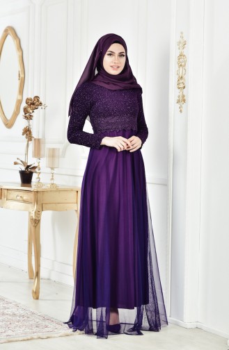 Lila Hijab-Abendkleider 3840-04