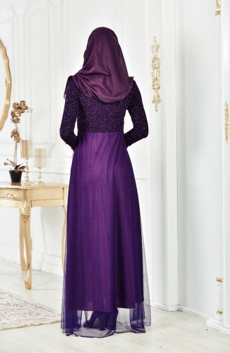 Lila Hijab-Abendkleider 3840-04