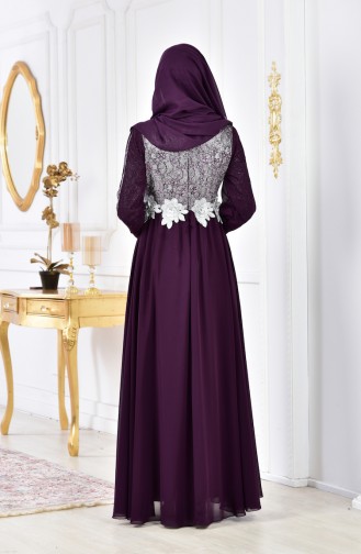 Purple Hijab Evening Dress 8143-05