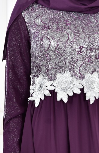 Purple Hijab Evening Dress 8143-05
