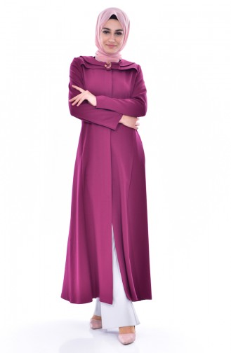 Hijab mantel mit versteckten Knöpfen 0115-01 Zwetschge 0115-01