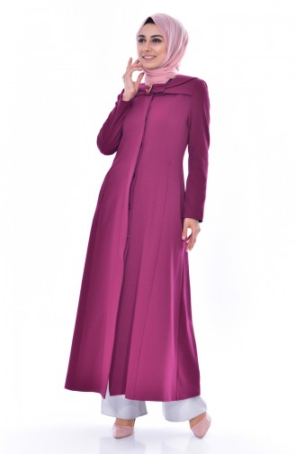 Hidden Buttoned Overcoat 0115-01 Plum 0115-01