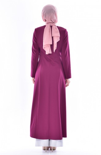 Hidden Buttoned Overcoat 0115-01 Plum 0115-01