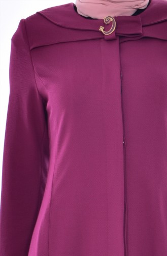 معطف طويل بتصميم أزرار مخفية  0115-01 لون أرجواني 0115-01